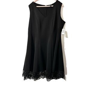 Roz & Ali Black Scuba Dress Fit & Flare Lace Hem Size 20 20W NWT